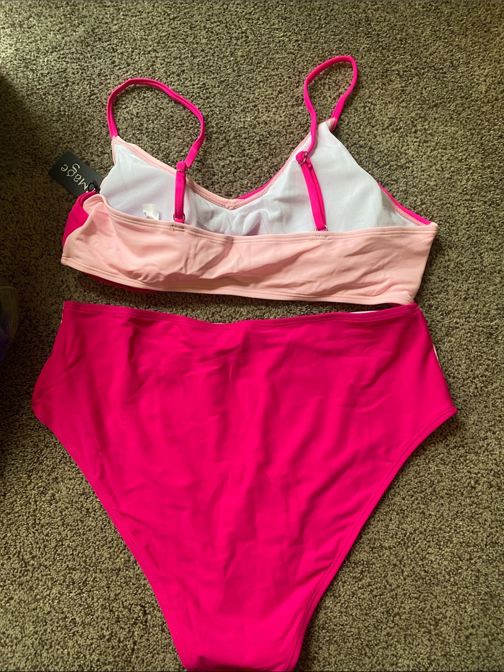 Pink Colorblock Bikini Set - Picture 3 of 4